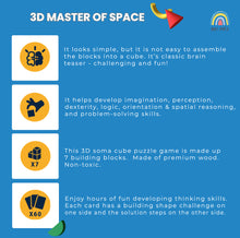 Load image into Gallery viewer, 3D Soma Cube Puzzle for Adults and Kids with 60 Puzzle Questions Brain Teaser Wooden Block