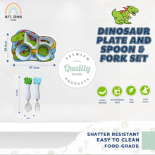 Load image into Gallery viewer, Dinosaur Shaped Plate and Spoon & Fork Set