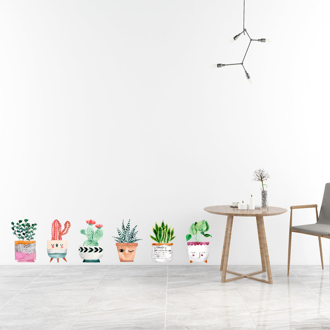 Wall Decal Cute Plants Mural Stickers