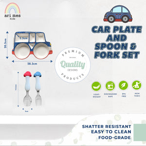 Car Shaped Plate, Spoon & Fork Set